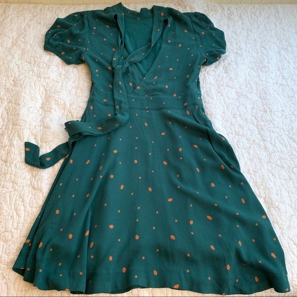 Free People Abbie Printed Mock Neck SS Mini Dress 4 - Picture 16 of 16